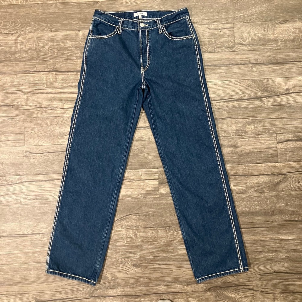 RE/DONE Loose Long Chunky Stitch Indigo Jeans Women's Size 24 Button Fly